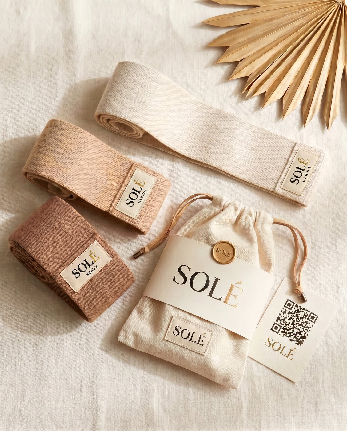 SOLÉ fabric resistance band set with cotton pouch